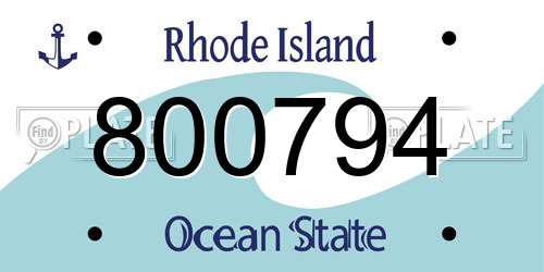 800794 Rhode Island License Plate