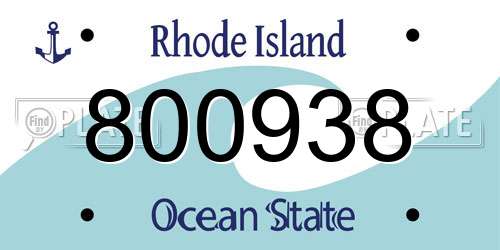 800938 Rhode Island License Plate