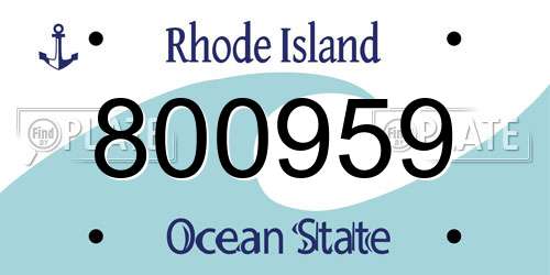 800959 Rhode Island License Plate
