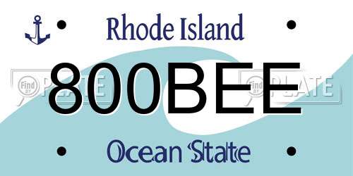 800BEE Rhode Island License Plate
