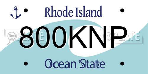 800KNP Rhode Island License Plate