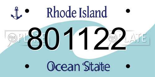 801122 Rhode Island License Plate