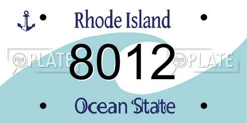 8012 Rhode Island License Plate