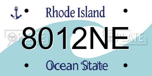 8012NE Rhode Island License Plate
