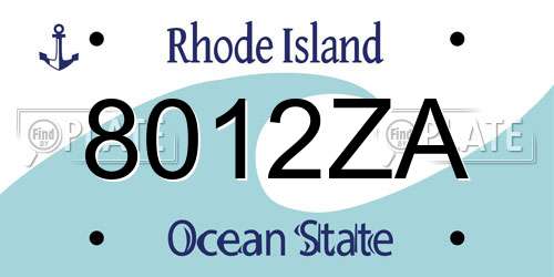 8012ZA Rhode Island License Plate