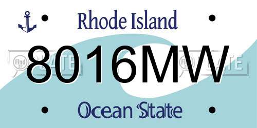 8016MW Rhode Island License Plate