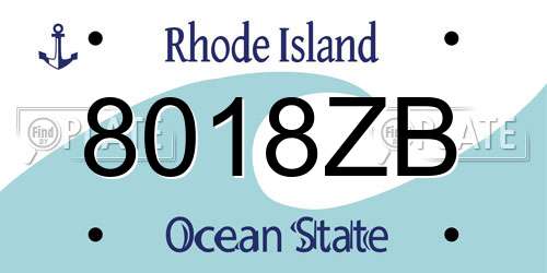 8018ZB Rhode Island License Plate