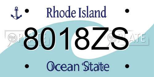8018ZS Rhode Island License Plate