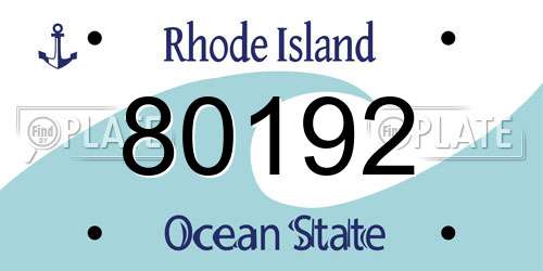 80192 Rhode Island License Plate