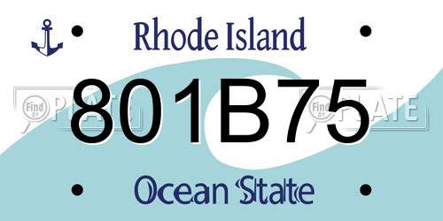 801B75 Rhode Island License Plate