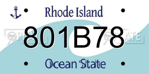 801B78 Rhode Island License Plate