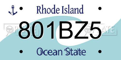 801BZ5 Rhode Island License Plate