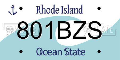 801BZS Rhode Island License Plate
