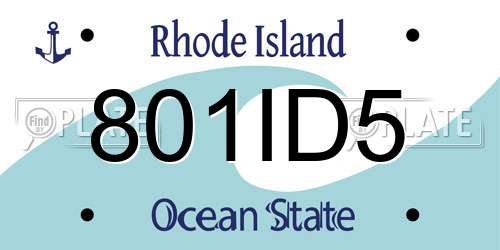 801ID5 Rhode Island License Plate