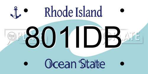 801IDB Rhode Island License Plate