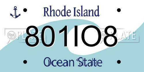801IO8 Rhode Island License Plate
