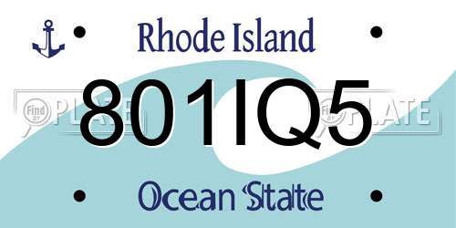 801IQ5 Rhode Island License Plate