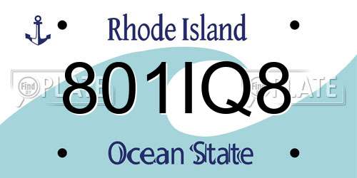 801IQ8 Rhode Island License Plate