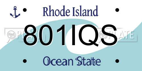 801IQS Rhode Island License Plate