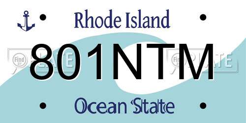 801NTM Rhode Island License Plate