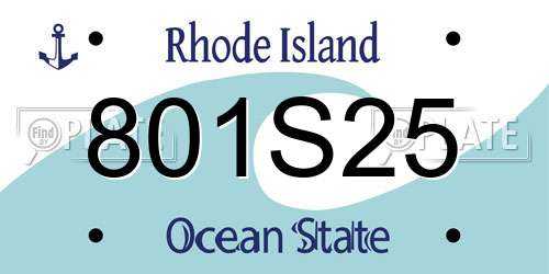 801S25 Rhode Island License Plate