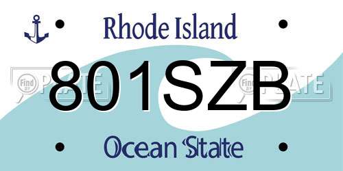 801SZB Rhode Island License Plate