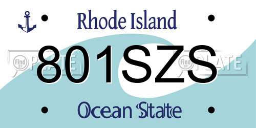 801SZS Rhode Island License Plate