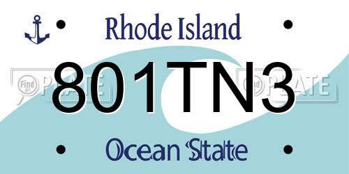801TN3 Rhode Island License Plate