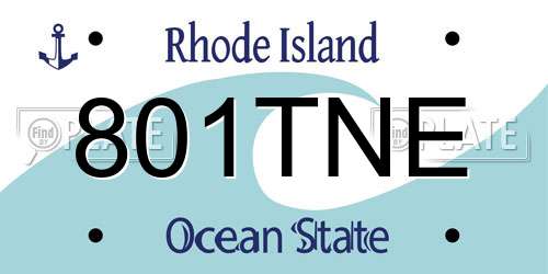 801TNE Rhode Island License Plate