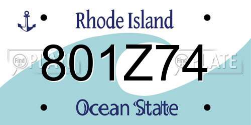 801Z74 Rhode Island License Plate