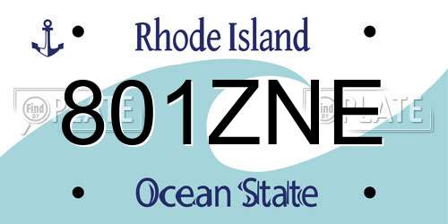801ZNE Rhode Island License Plate