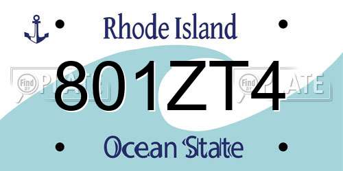 801ZT4 Rhode Island License Plate