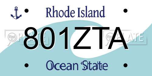 801ZTA Rhode Island License Plate