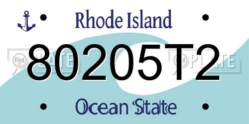 80205T2 Rhode Island License Plate
