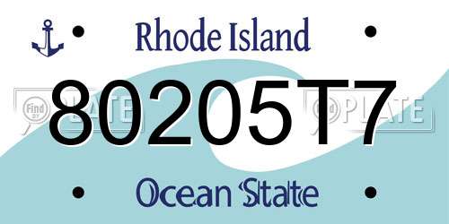 80205T7 Rhode Island License Plate