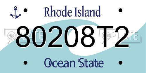 80208T2 Rhode Island License Plate