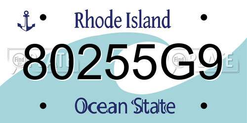 80255G9 Rhode Island License Plate