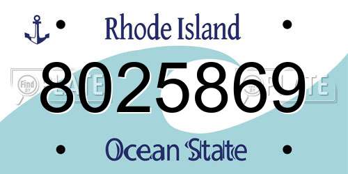 8025869 Rhode Island License Plate