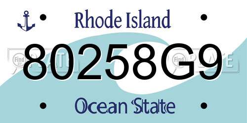 80258G9 Rhode Island License Plate