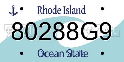 80288G9 Rhode Island License Plate