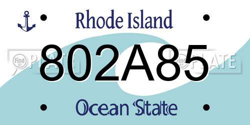 802A85 Rhode Island License Plate