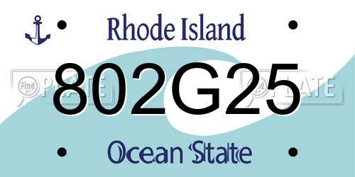 802G25 Rhode Island License Plate