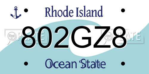 802GZ8 Rhode Island License Plate