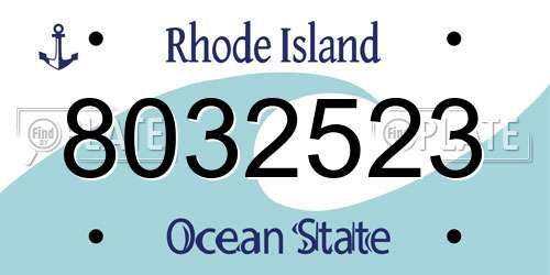8032523 Rhode Island License Plate