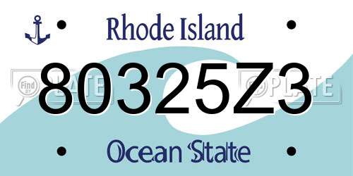 80325Z3 Rhode Island License Plate
