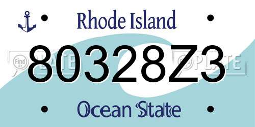 80328Z3 Rhode Island License Plate