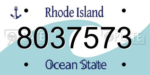 8037573 Rhode Island License Plate