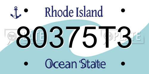 80375T3 Rhode Island License Plate