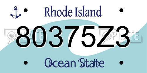 80375Z3 Rhode Island License Plate