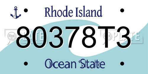 80378T3 Rhode Island License Plate